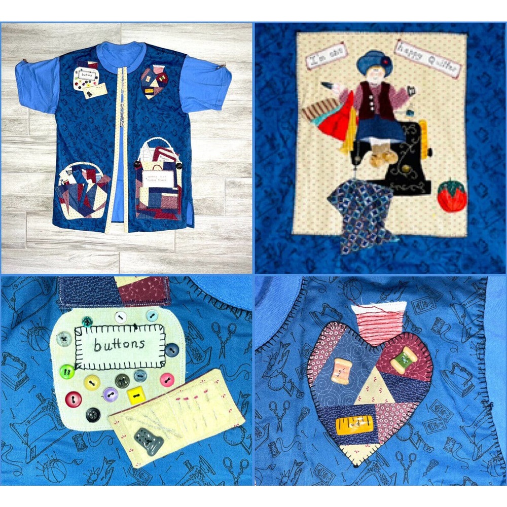 Vintage Quilter’s 3D Jacket Sewing Handmade Women’s Large Cross Stitch Craft Y2K